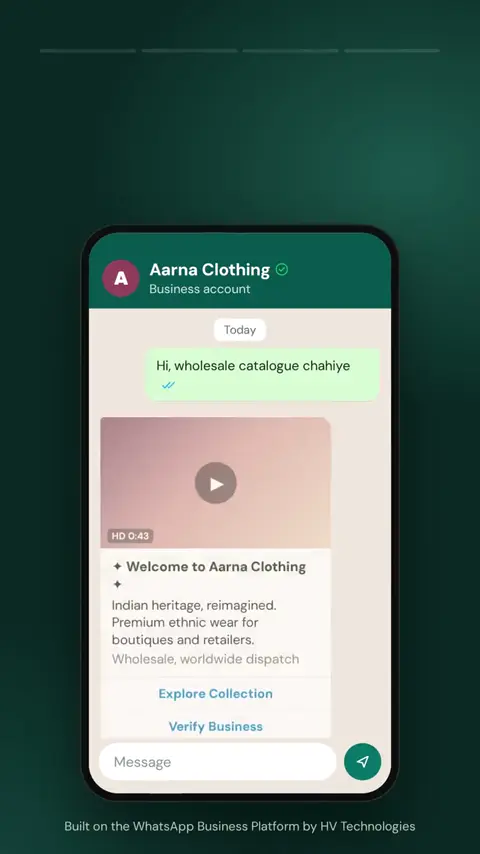 WhatsApp store for a clothing brand built by HV Technologies
